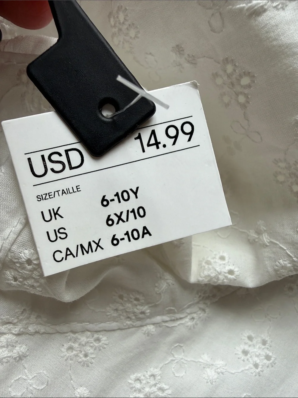 H&M White Eyelet Bucket Hat Size 6-10 Years